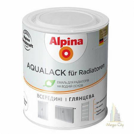 Эмаль Alpina Aqualack fur Radiator 0,75л Эмаль Alpina Aqualack fur Radiator 0,75л